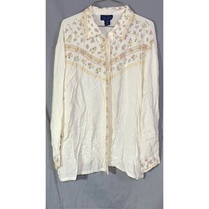 Willow Ridge Long Sleeve Floral Print Button Up Shirt Size 2XL